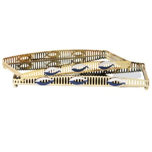 SXJ01-02 Tray Outdoor Glass Trays, Decorative Trays, Metal Glass Display Trays, Metal Jewelry Storage Trays, for Small Items Storage