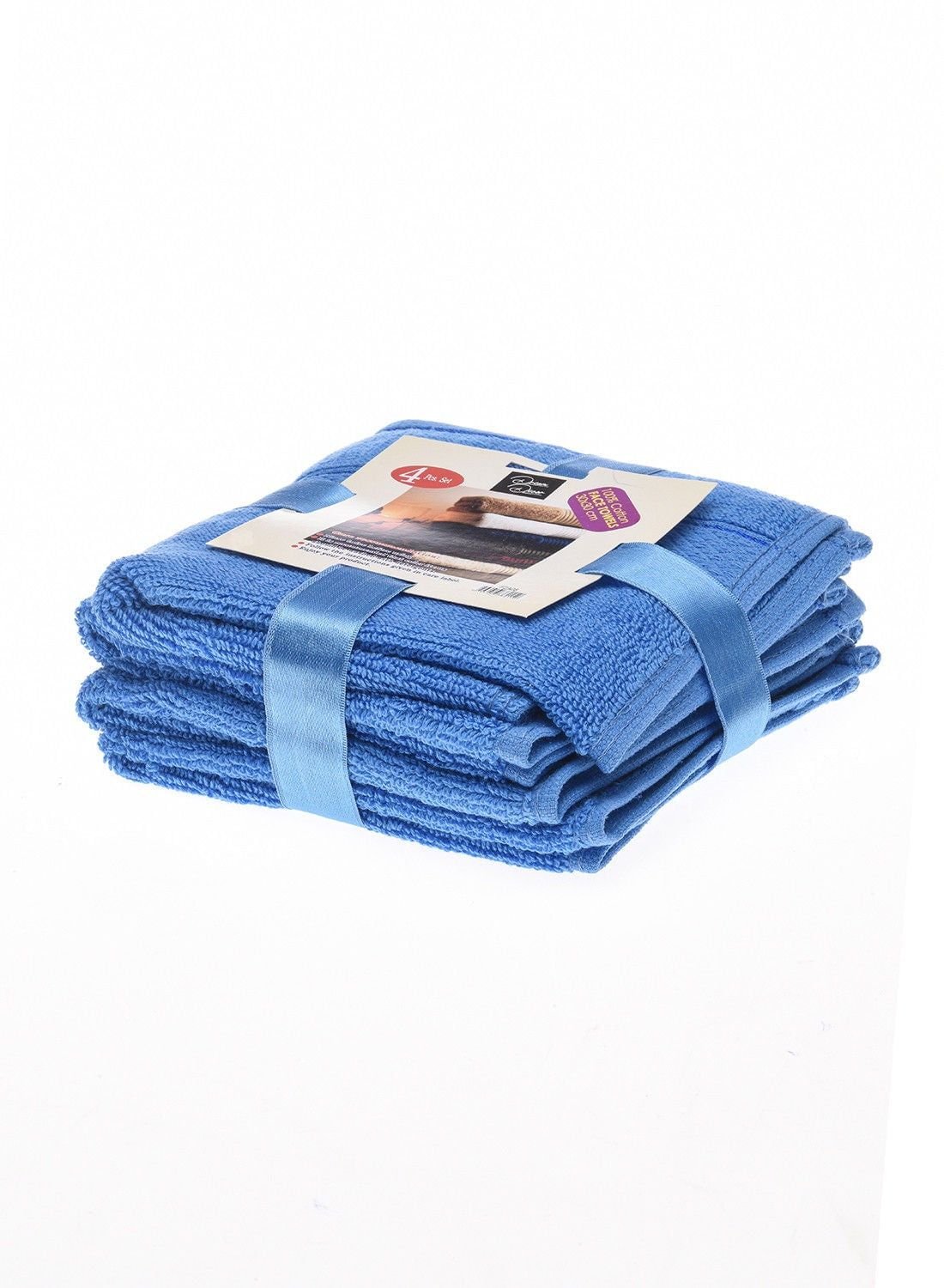 387ae76d-726b-4bef-a5ab-cf2eb8018dfc.jpg Dream Decor Blue 100% Cotton Face Towel Set of 4 30x30 cm - Image 1