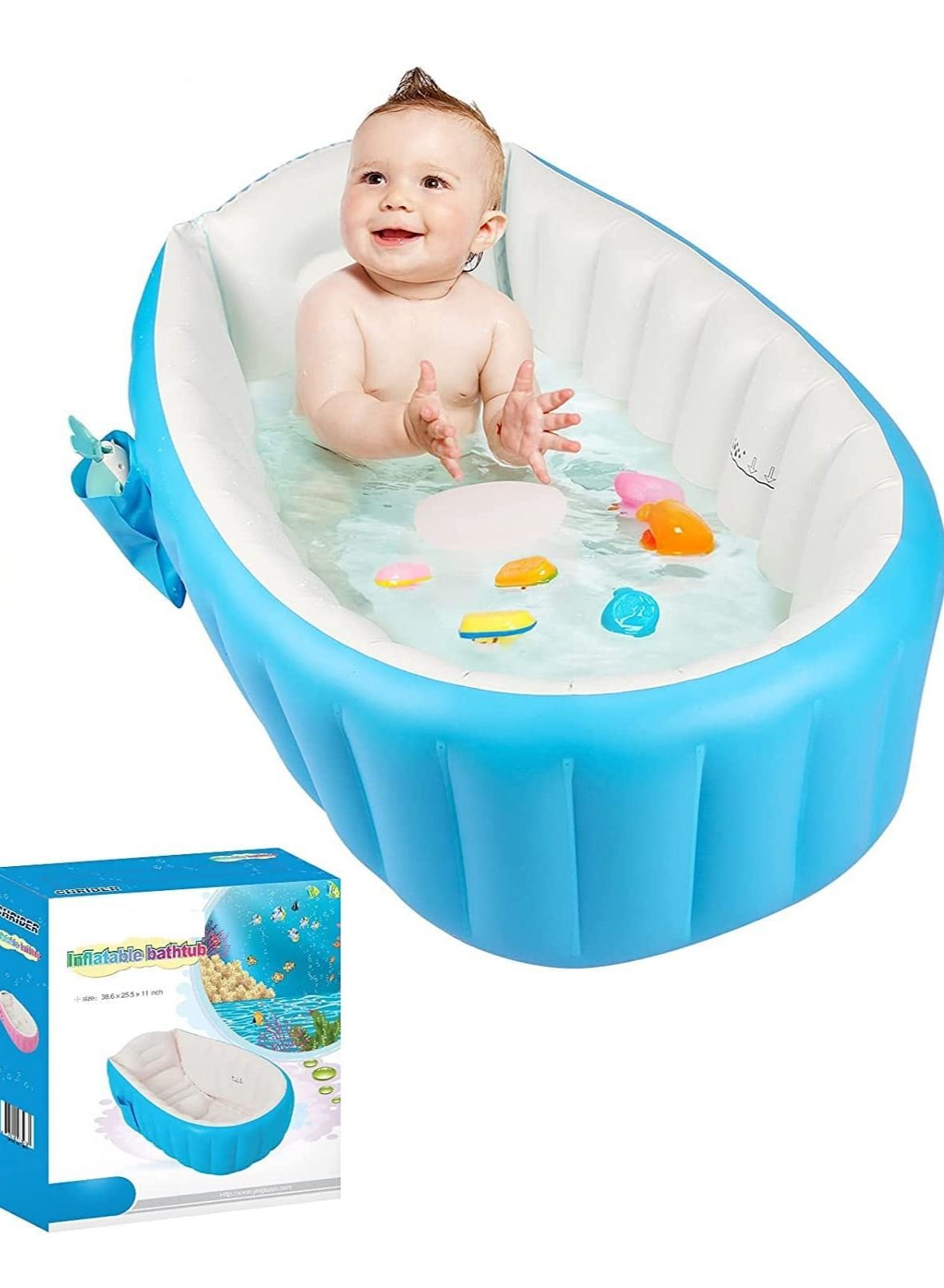 96419a91-c6cb-409c-9269-59b8a2a592b9.jpg TYCOM Baby Inflatable Bathtub Toddler Inflatable Mini Air Bath Tub Portable Foldable Non-Slip Mini Air Swimming Pool Shower Tub For Baby - Image 1