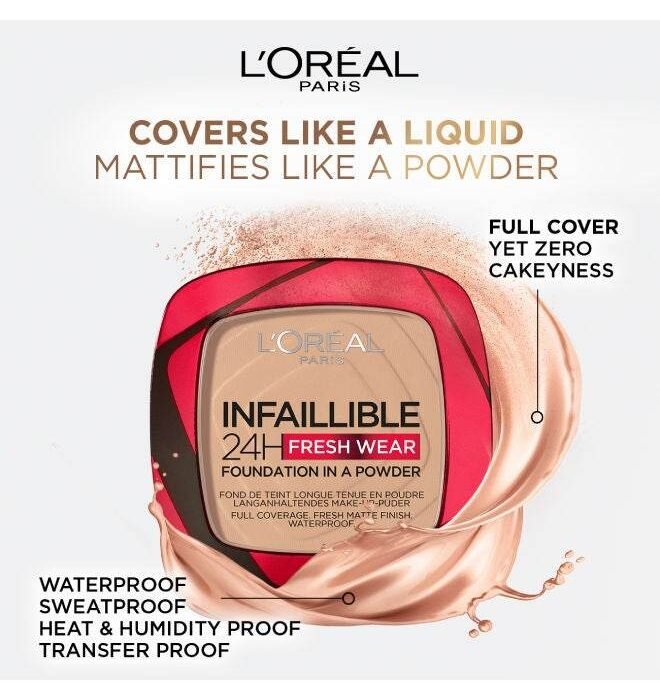 L'OREAL PARIS Infaillible 24H Fresh Wear Foundation in a powder 130 True Beige - Tradedubai.ae Wholesale B2B Market