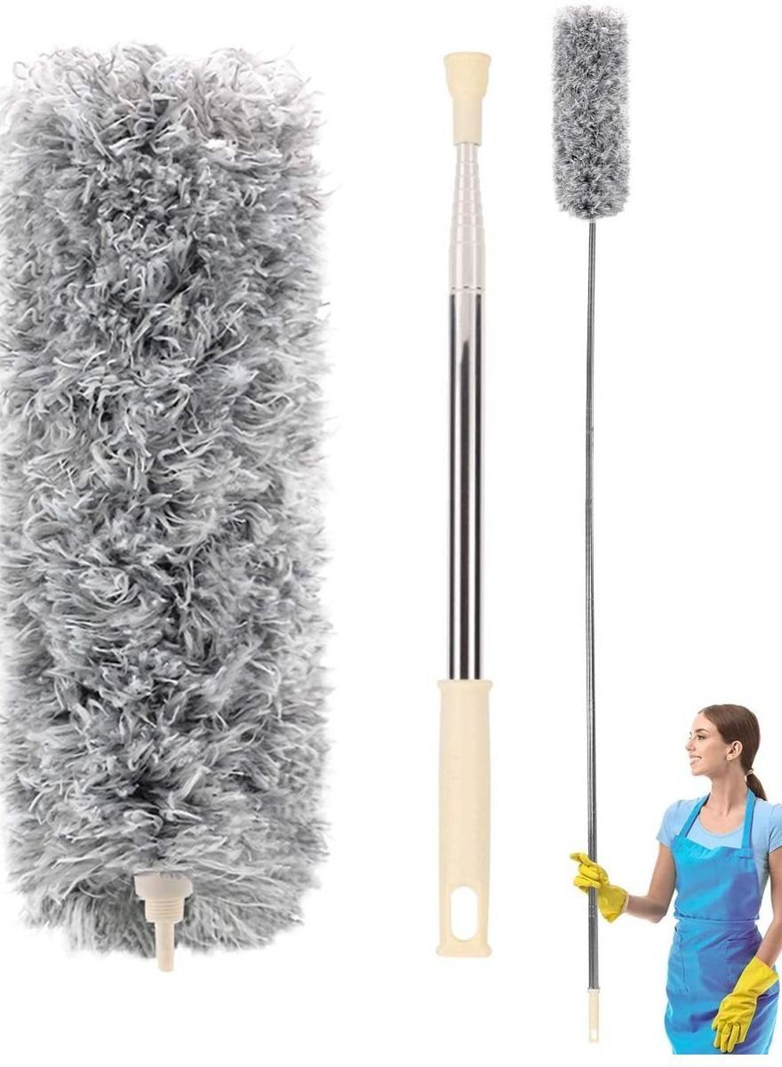 a5190097-1bf7-403b-b508-de94e136d983.jpg AIWANTO 30-100 inches Duster Cleaning Duster Microfiber Feather Duster with Extendable Pole Bendable Head Dusters for Cleaning Ceiling Fan, Furniture - Image 1