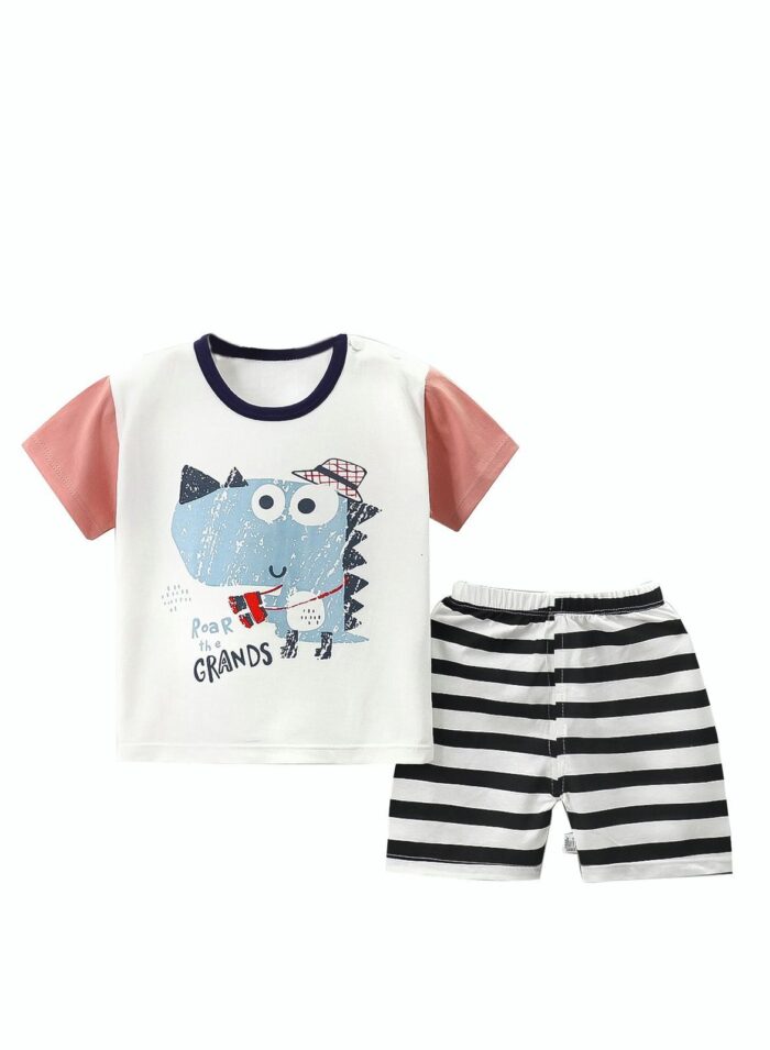 RIOXS Toddler Baby Boys Top and Short Sets Kids Short Sleeve T-shirt Short Suits Cotton Outfits Playwear - Trade Dubai Baby Cloth Wholesaler - Baby Care Wholesaler - Baby Products Wholesaler - Baby Dress Wholesaler - Tradedubai.ae Wholesale B2B Market