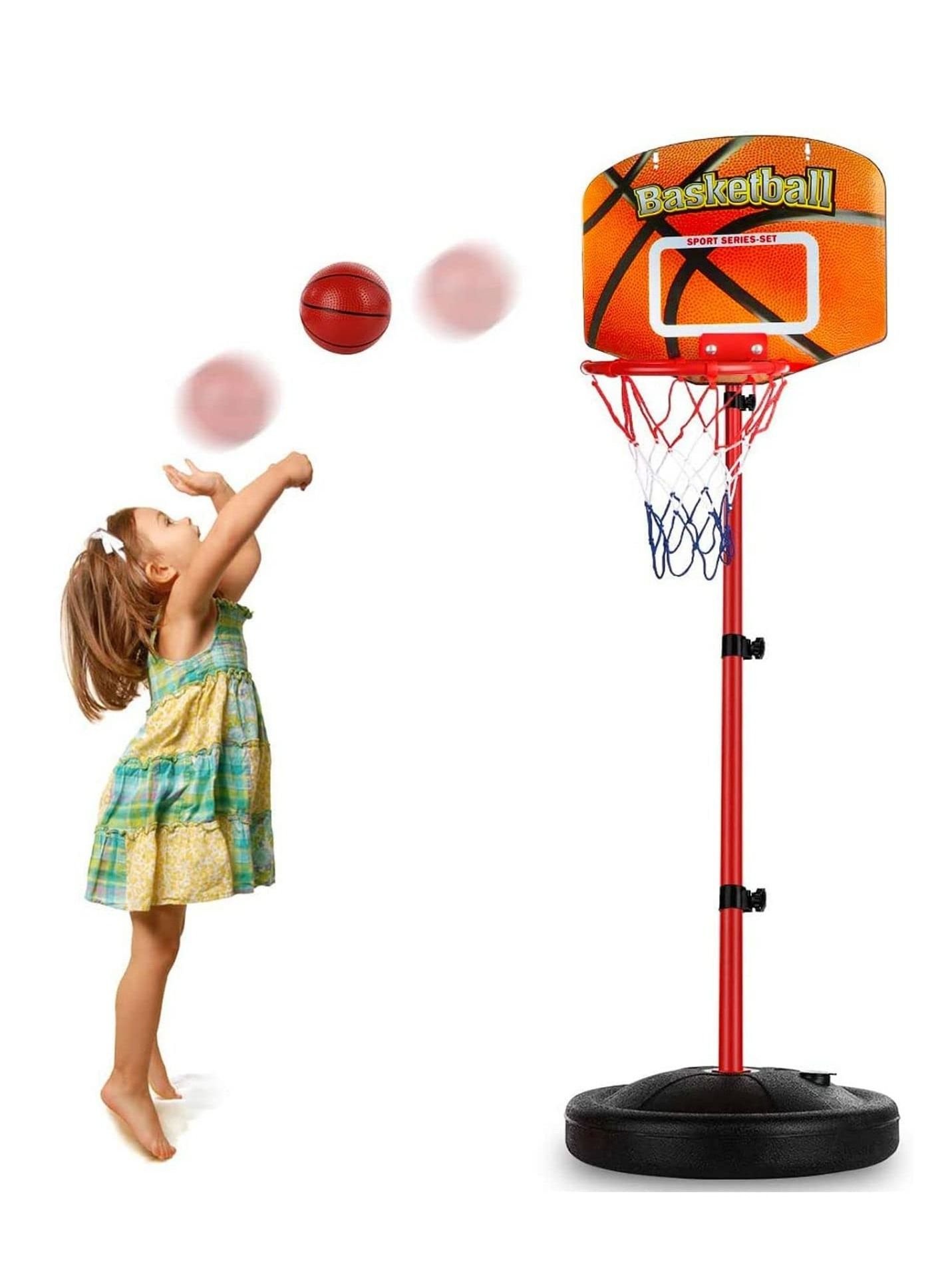 a5a16120-2158-41dc-aeed-a29125c690f6.jpg Arabest Toddler Basketball Hoop Stand, Adjustable Height 76-156cm, Mini Indoor Basketball Goal Toy with Ball Pump, Mini Hoop for Kids Boys Girls 2+Years Old Outdoor Outside Toys, Backyard Games - Image 1