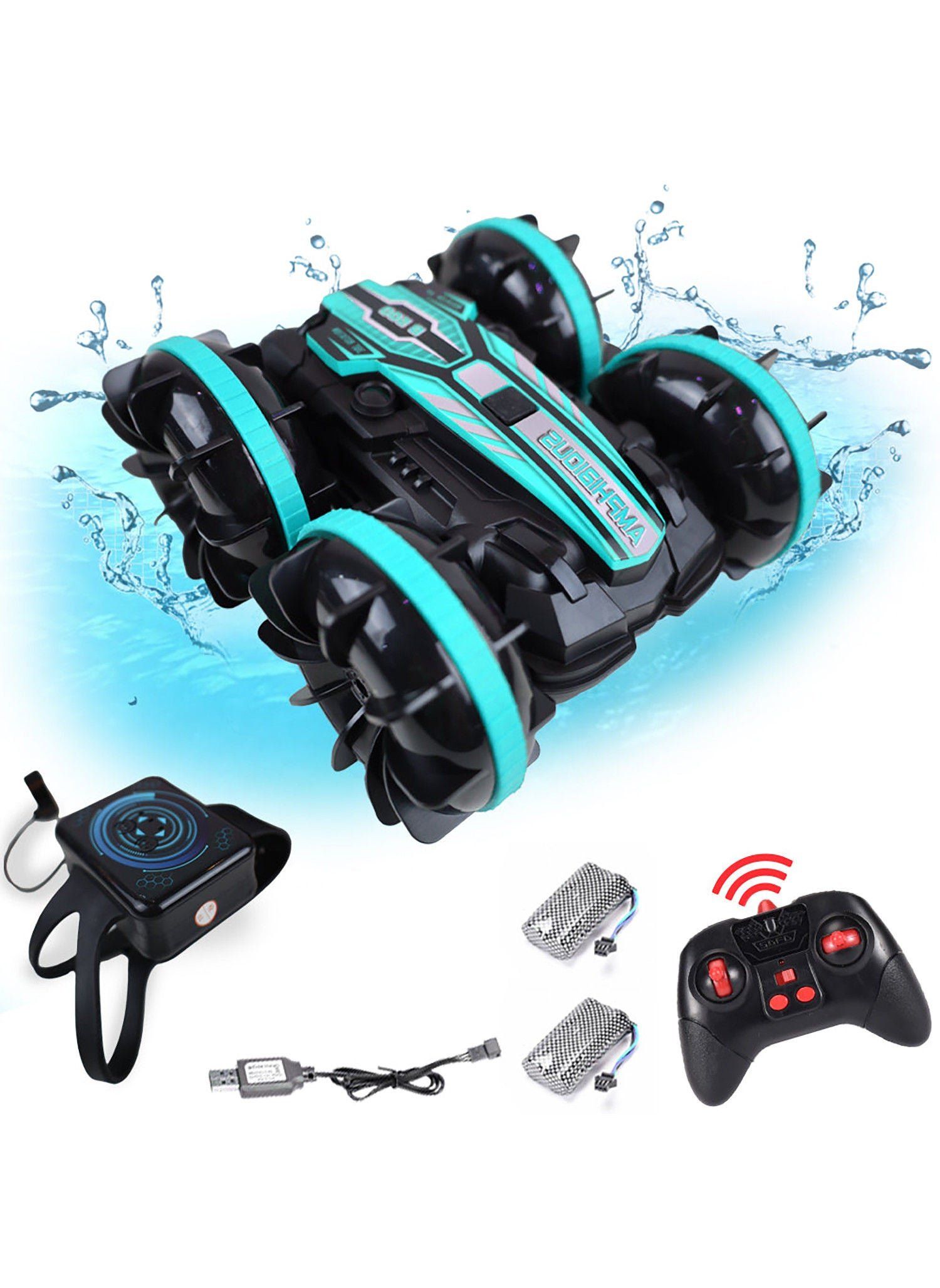 df2eb076-b8b4-4ba3-8ed2-0b8c5532ade7.jpg KIDWALA Amphibious 2.4 GHz Remote Control Waterproof Stunt Car Toys for Boys - Image 1