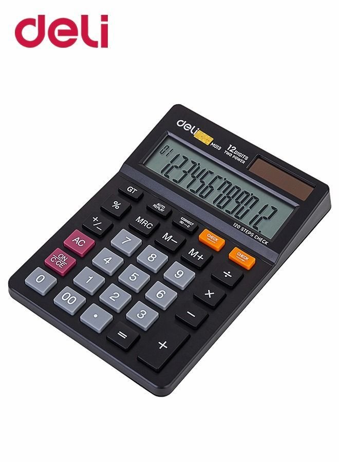 21a4aeb1-e364-4816-a3c6-7819b89f60a2.jpg Deli Basic Calculator 12 Digits with LCD display Screen Dual Powered Solar Energy and Battery Suitable for Home Office Store and Shop - Image 1