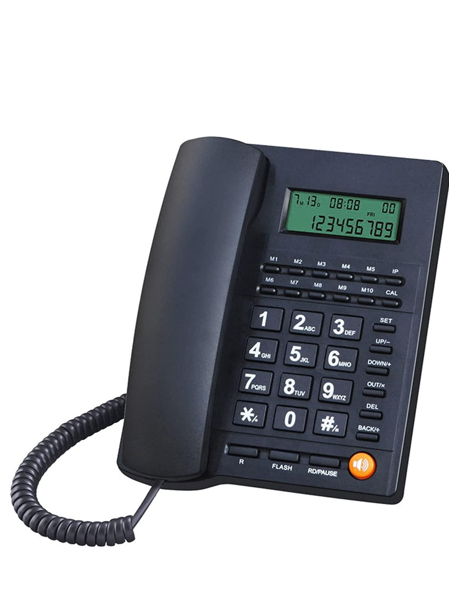 89bd21aa-59e5-42f3-a67c-b5732d0f7282.jpg SYOSI Corded Telephone for Desk Wired Landline Desktop House Phone with Speaker Seniors Caller ID Single Line Integrated Call Blocking Home Office Hotel Black - Image 1
