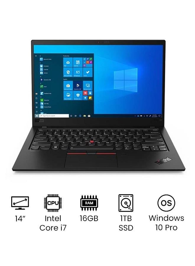 N43071447A_1.jpg Lenovo ThinkPad X1 Laptop With 14-Inch Full HD Display, Core i7 Processer/16GB RAM/1TB SSD/Intel UHD Graphics/Windows 10 Pro /International Version English Black - Image 1