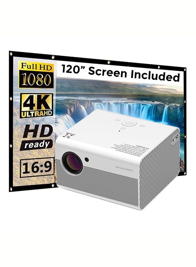 N50878273A_1.jpg Wownect 4500 Lumens/Ideal Screen Size Upto 200 Inch For Small/Big Room Native Res 1080P/Full Hd Home Theater Gaming Portable With 120 Inch Projector PROJ-WO-56-W_SCR-04 White - Image 1