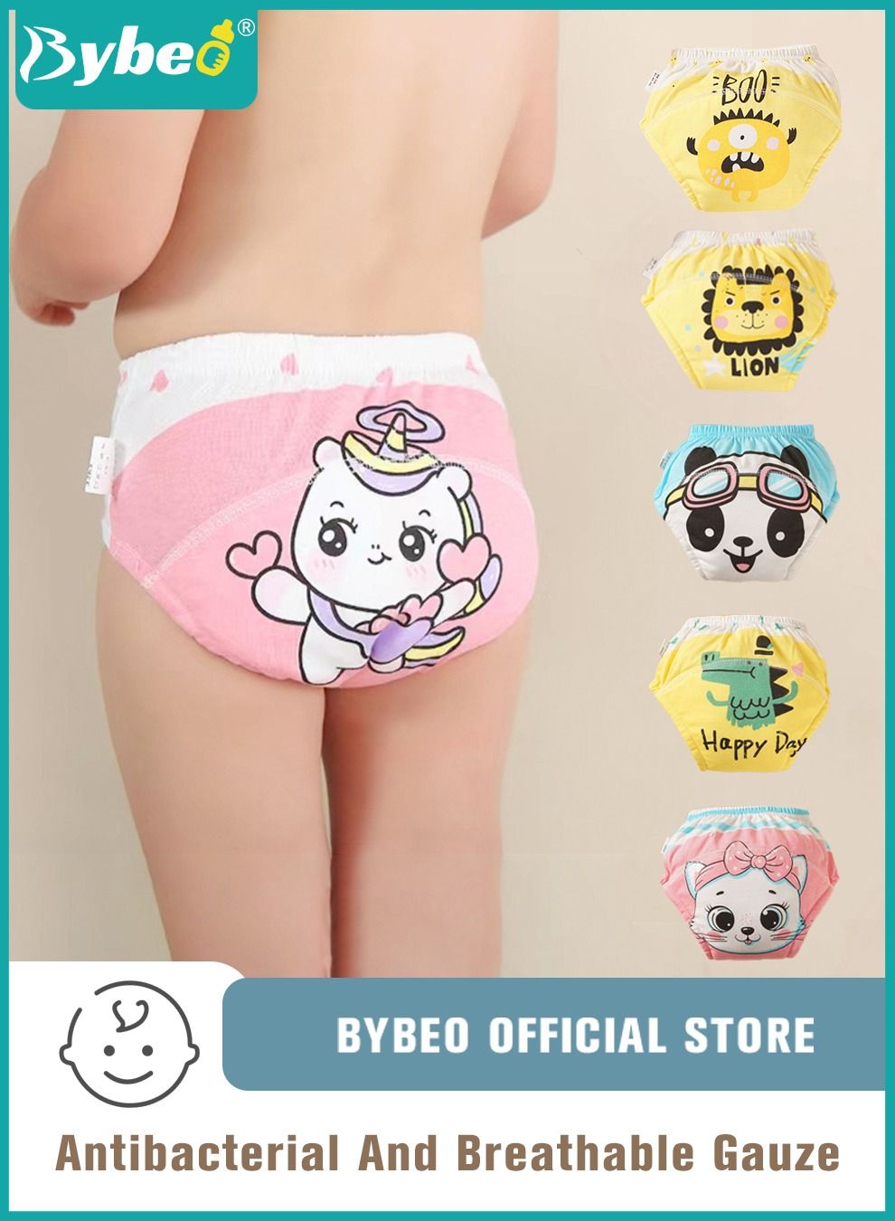 Bybeo 5 Piece Potty Training Underwear 6 Layers Breathable Cotton