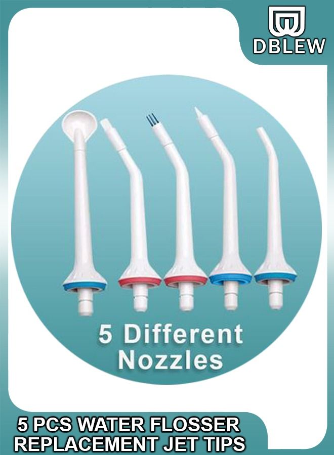 c3e5946d-8f6c-4471-ac20-086f6cea730d.jpg DBLEW Universal 5 Pack Replacement Tips For Water Flossers Standard Oral Irrigator Jets Tongue Cleaner Orthodontic Dental Plaque Periodontal Heads - Image 1