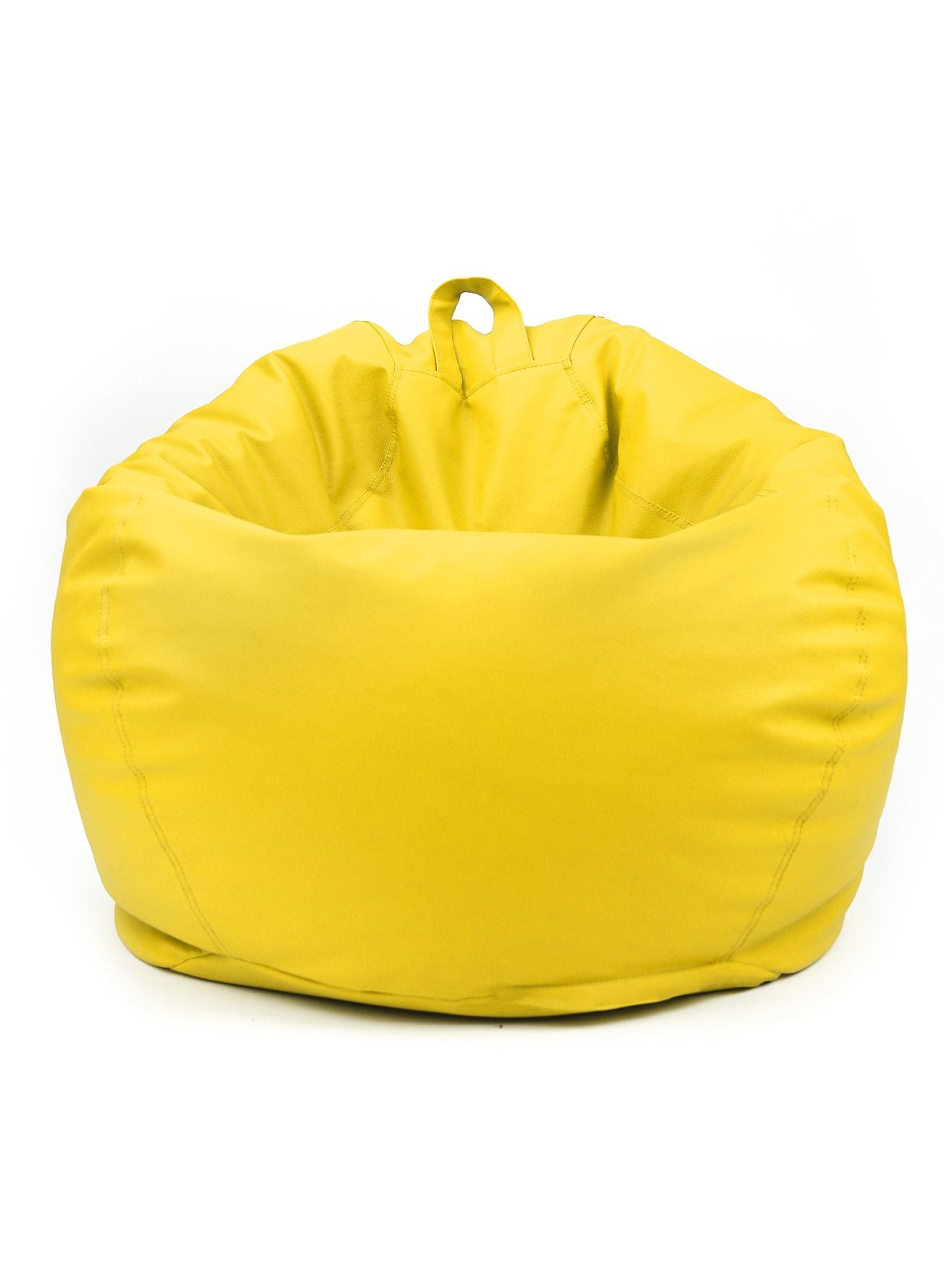 da3910bd-54bd-42a6-bce7-3f5de4b5ddf5.jpg Luxe Decora Classic Round Faux Leather Bean Bag with Polystyrene Beads Filling(Yellow) - Image 1