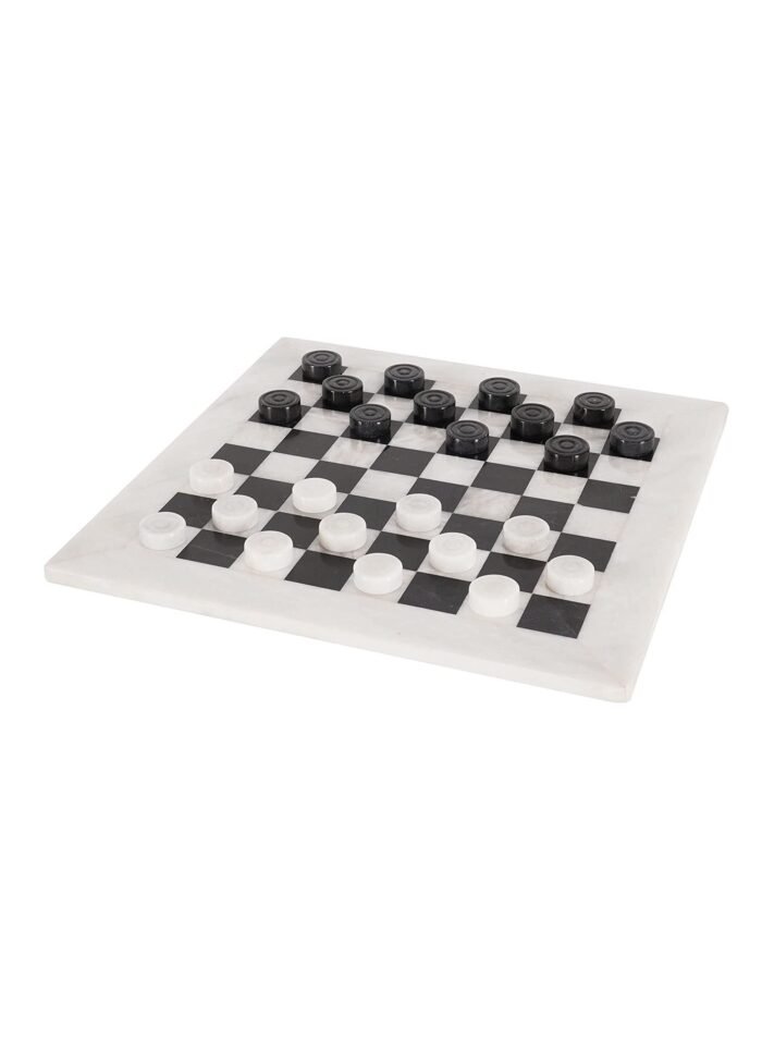RADICALn Checkers Board Game White and Black Handmade Marble Tournament Set Draughts Chess Board Games - Trade Dubai Game Wholesaler - Dubai Toys Wholesaler - Dubai Game Wholesaler