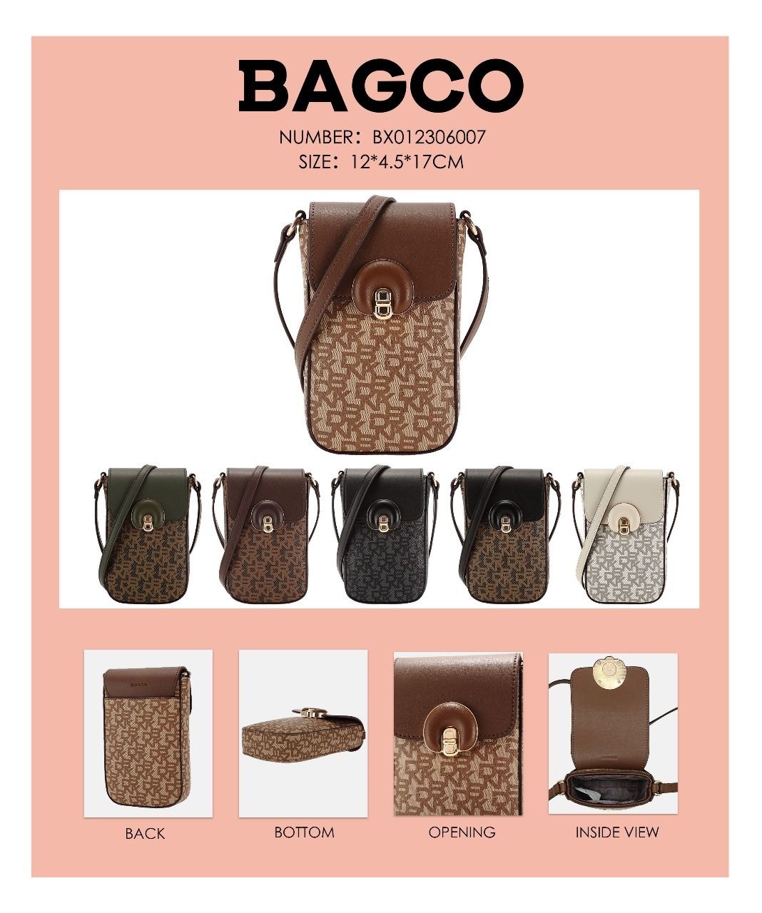 BAGCO6007 BAGCO High quality lady Shopping Bags ,Shoulder Bag BX012306007 SIZE: 12*4.5*17CM 8 - Image 1