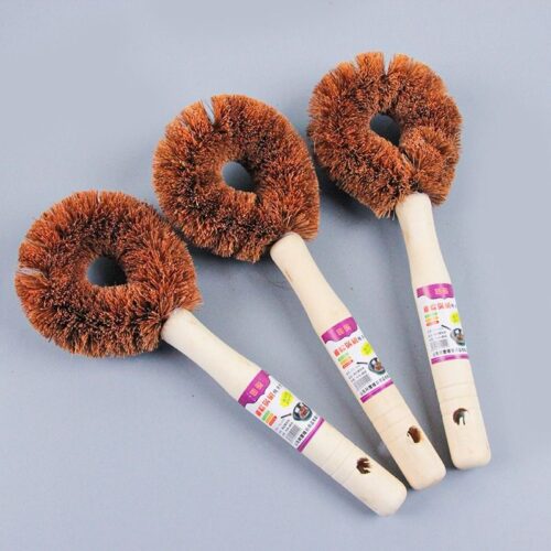 Red brown pot brush with wooden handle 029 Wholesale Dubai UAE