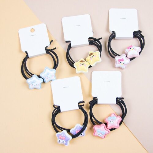 Four cartoon five-pointed star accessories black rubber bands