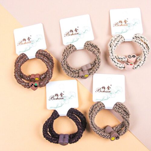 Milk tea color nectarine heart accessories rubber band