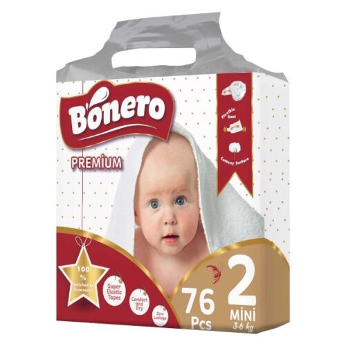 Bonero Premium Zero Leakage Baby Diapers 76Pcs Pack Wholesale Dubai UAE