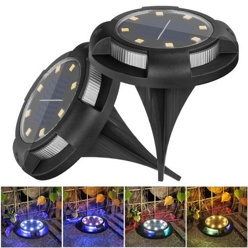 Cross-border outdoor solar underground light garden courtyard lawn light colorful 8LED4LED ground plug light night light Wholesale Dubai UAE