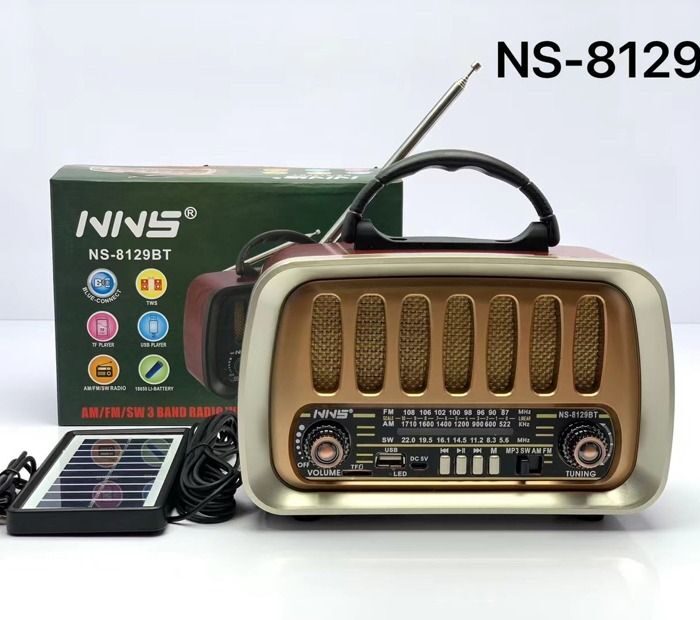NS-8129S retro Bluetooth speaker 8-inch portable wired microphone card radio with solar energy Wholesale Dubai UAE
