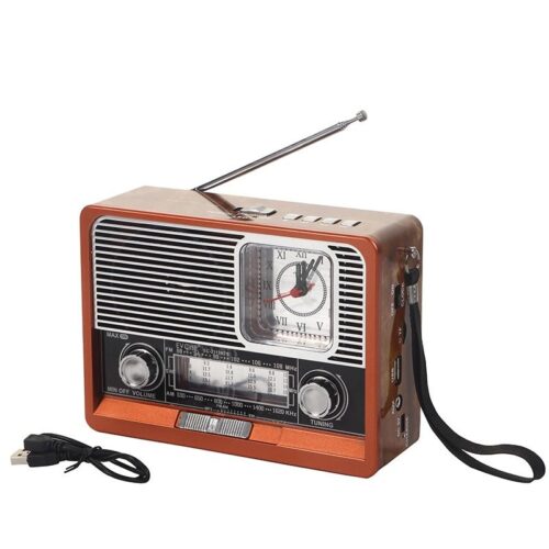 Nostalgic retro wood grain clock player wireless solar powered Bluetooth speaker with light outdoor vintage radio1 Wholesale Dubai UAE