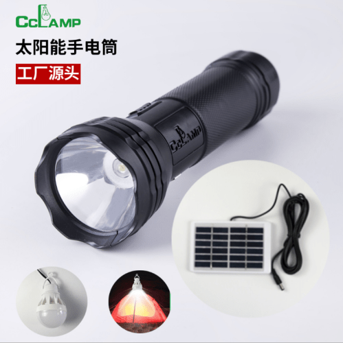 Photovoltaic flashlight solar charging flashlight camping emergency with LED light bulb solar torch Wholesale Dubai UAE