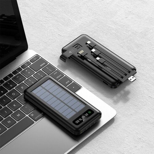Solar comes with four-wire power bank 20000 mAh digital display portable outdoor mobile power gift customization3 Wholesale Dubai UAE