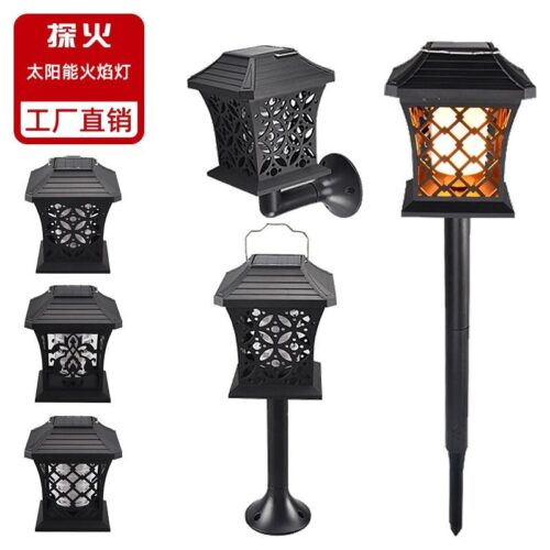 2022 New Solar Flame Light Simulation Dynamic Torch Light Outdoor Waterproof LED Garden Ground Plug Lawn Light