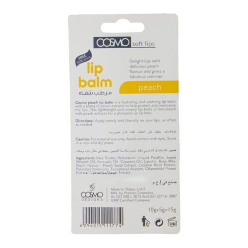 Cosmo Soft Lips Peach Enriched Lip Balm 15Gm – Wholesale Personal Care and Beauty Products Supplier Dubai UAE - Tradedubai.ae Wholesale B2B Market