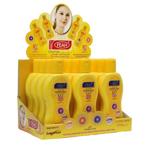 Feah Ultra High Dry Touch Sunblock Lotion SPF UV 60 200Ml Wholesale Supplier Dubai UAE - Tradedubai.ae Wholesale B2B Market Feah Ultra High Dry Touch Sunblock Lotion SPF UV 60 200Ml Wholesale Supplier Dubai UAE - Tradedubai.ae Wholesale B2B Market