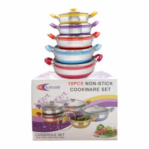 Kawashi Non-Stick 10-Pieces Cookware Casserole Set with Lid - Cookware Wholesale Dubai UAE