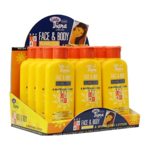 Lady Diana Face Body Whitening Sunblock Lotion SPF UV 40 200Ml Wholesale Supplier Dubai UAE - Tradedubai.ae Wholesale B2B Market Lady Diana Face Body Whitening Sunblock Lotion SPF UV 40 200Ml Wholesale Supplier Dubai UAE - Tradedubai.ae Wholesale B2B Market