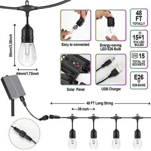 Large cross-border new solar light string S14 courtyard marquee outdoor RF remote control RGB landscape beauty standard light2