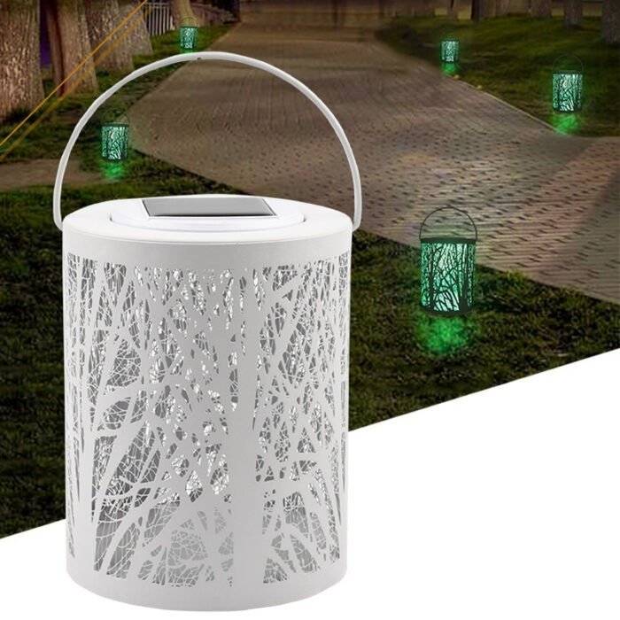 Solar white portable wrought iron lamp outdoor courtyard decoration landscape lamp LED color forest hanging tree projection lamp – Wholesale Solar Products and Solar Lights Supplier Dubai UAE - Tradedubai.ae Wholesale B2B Market
