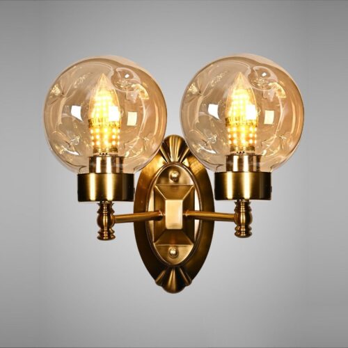 Vintage Wall Light with Amber Overlay and 2-E27 Lamp Holders - Nostalgic Charm and Dual Illumination - Wholesale Lighting Dealers and wholesale suppliers in Dubai UAE