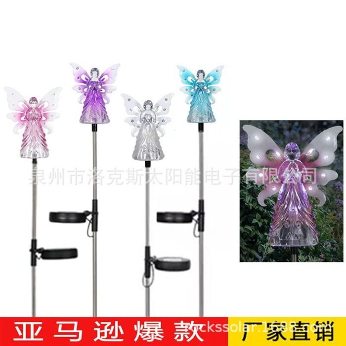 Amazon Cross-border LED Solar Angel Light Outdoor Courtyard Garden Landscape Angel Ground Plug Holiday Decoration