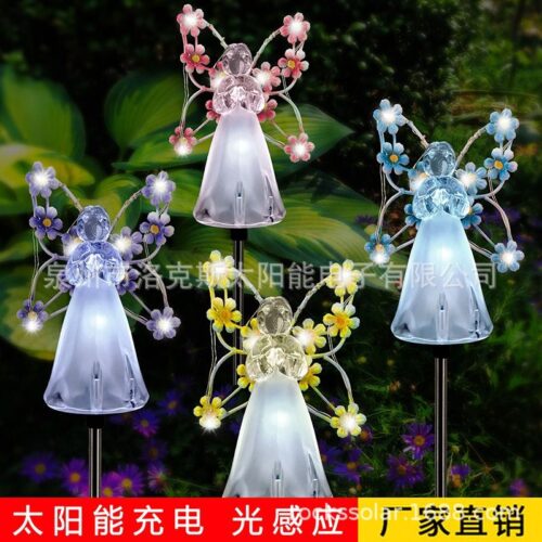 Amazons new solar angel garden light outdoor decoration angel solar light courtyard garden ground plug light
