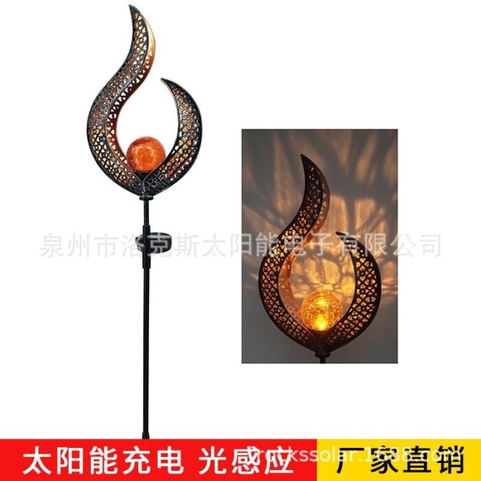 Amazons popular solar floor lamp outdoor flame landscape lamp courtyard waterproof cracked glass solar lamp - Tradedubai.ae Wholesale B2B Market