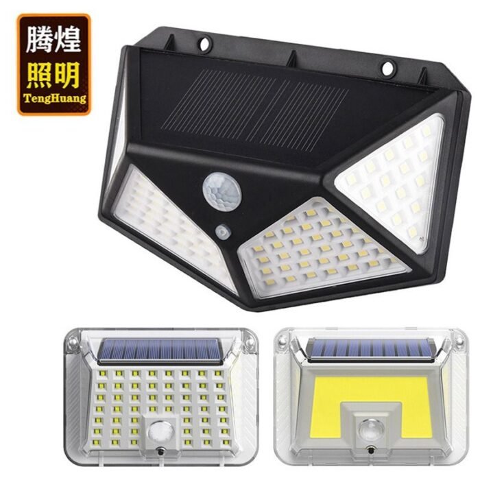 Cross-Border 100LED Solar Rechargeable Wall Lamp Four-Side Luminous Body Sensor Lamp Outdoor Garden Lamp Stair Lamp2 - Tradedubai.ae Wholesale B2B Market