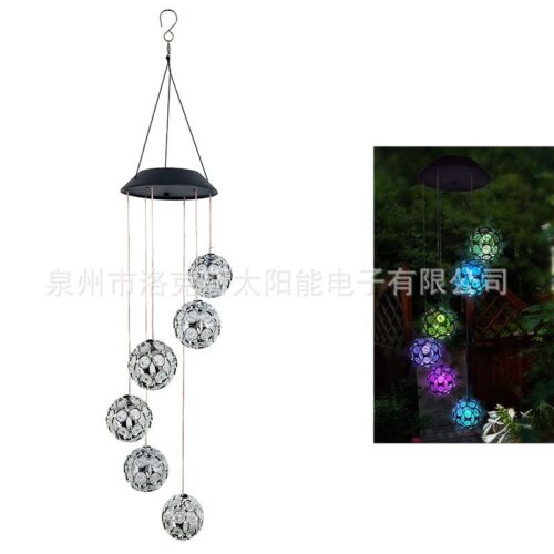 Cross-border new solar diamond ball wind chime lamp courtyard colorful hanging lamp outdoor diamond atmosphere wind chime lamp1