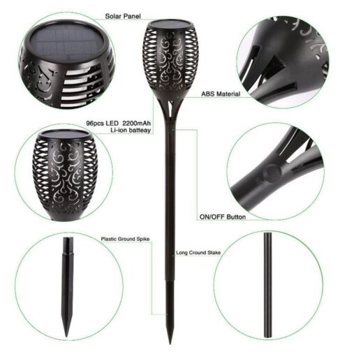 Cross-border popular solar 96led torch light outdoor waterproof decorative garden light control ground-inserted flame light1