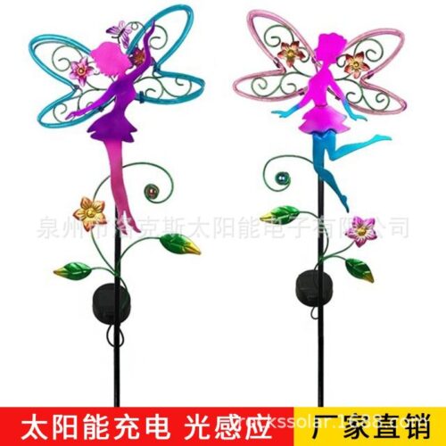 Cross-border special supply of solar angel iron crafts lamp outdoor garden flower fairy crafts LED lamp - Tradedubai.ae Wholesale B2B Market