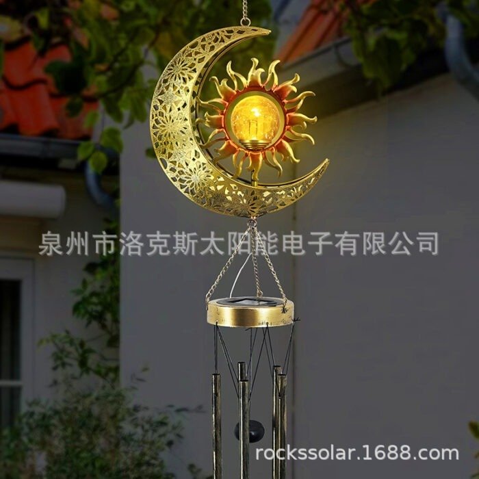 Customized Amazon new solar moon wind chime lamp outdoor iron hanging lamp moon sun face sun lamp1 - Tradedubai.ae Wholesale B2B Market