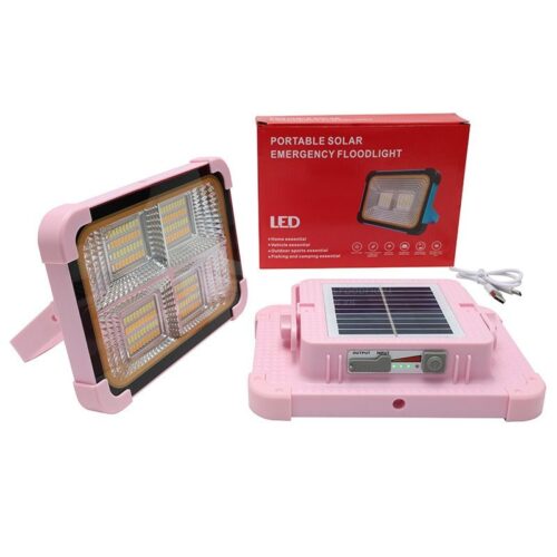 Diamond pink 200w solar flood light portable emergency light camping mobile portable fill light night market camping1