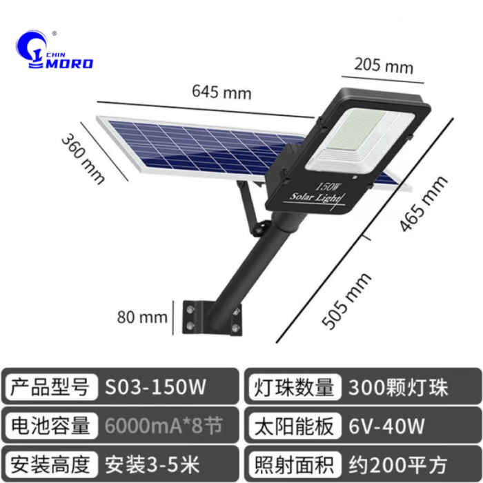 MORO Solar Street Light Black Series 60W 100W 150W 200W4 - Tradedubai.ae Wholesale B2B Market