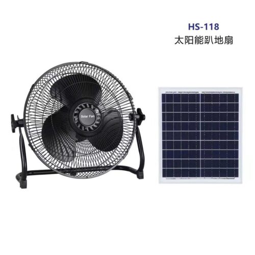 New outdoor solar fan 12-inch portable battery charging desktop home silent fan floor fan1