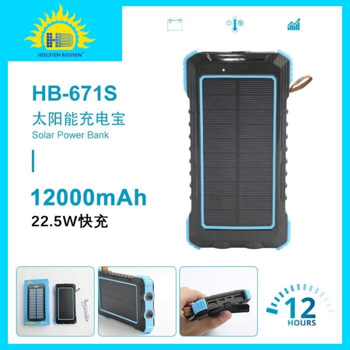 Solar Power Bank Mobile Power Large Capacity Fast Charging Outdoor Portable Power Supply with Cable Cross-Border Printing LOGO - Tradedubai.ae Wholesale B2B Market