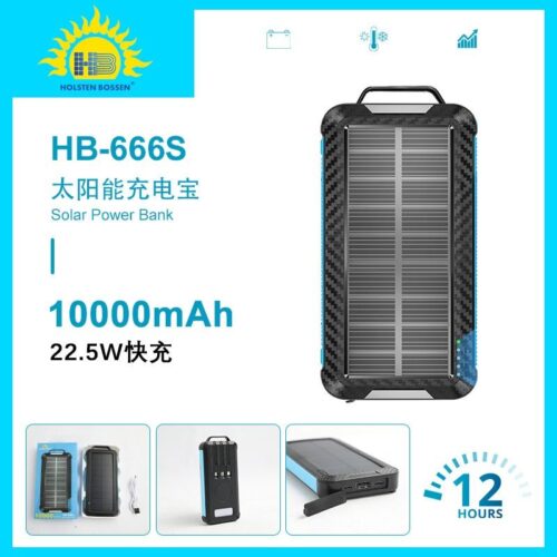 Solar power bank mobile power large capacity fast charging outdoor portable power supply with cable cross-border printing LOGO2