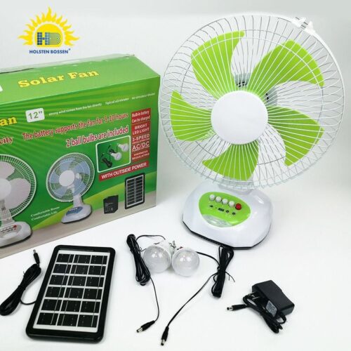 Solar rechargeable fan 12-inch silent ultra-long battery life home outdoor movable shaking desktop fan during power outage1