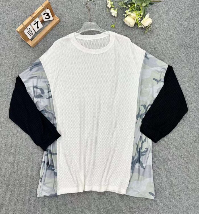 European and American wind loose leisure stitching type round neck long sleeve T-shirt - Tradedubai.ae Wholesale B2B Market