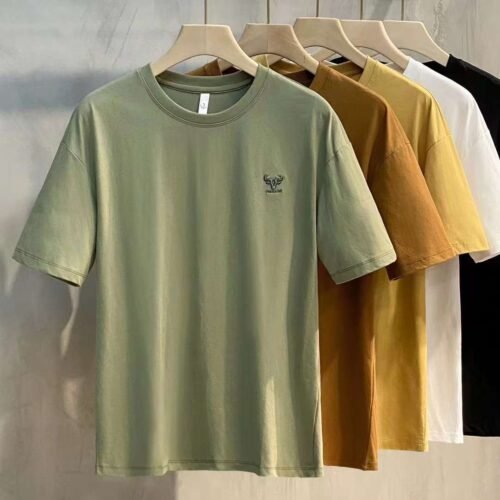 Factory Wholesale Stock Ready Made Garments Heavy embroidered short sleeve T-shirt - Image 2